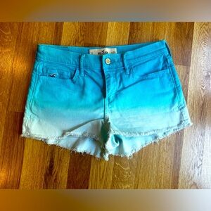 Hollister ladies juniors Aqua blue ombré denim cutoffs shorts size 0 26